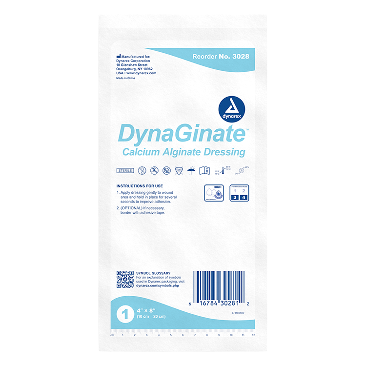 DynaGinate - Calcium Alginate Dressing, 4" x 8", 5/Box