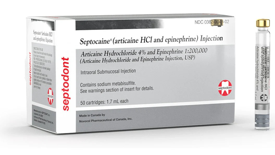 Septocaine Articaine HCl 4% Epinephrine 1:200,000 1.7 mL 50/Box