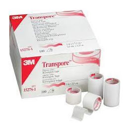 Transpore Tape, 1" x 1Â½ yds, Transparent